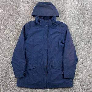 LL Bean Parka Jacket Women's Medium Navy Blue Hooded Waterproof Field Chore